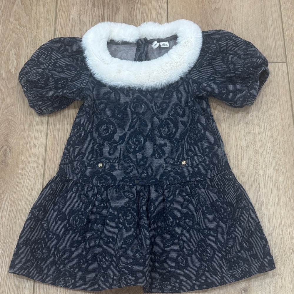 Janie and Jack Navy Floral Dress with White Collar